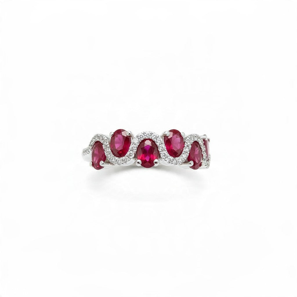 Crimson Rhythm Oval Ruby Band