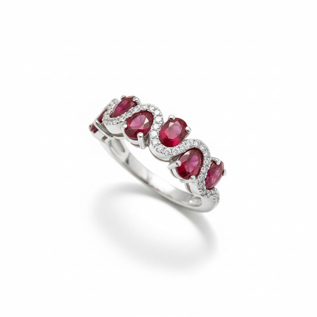 Crimson Rhythm Oval Ruby Band