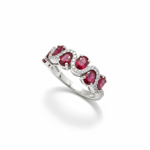 Crimson Rhythm Oval Ruby Band