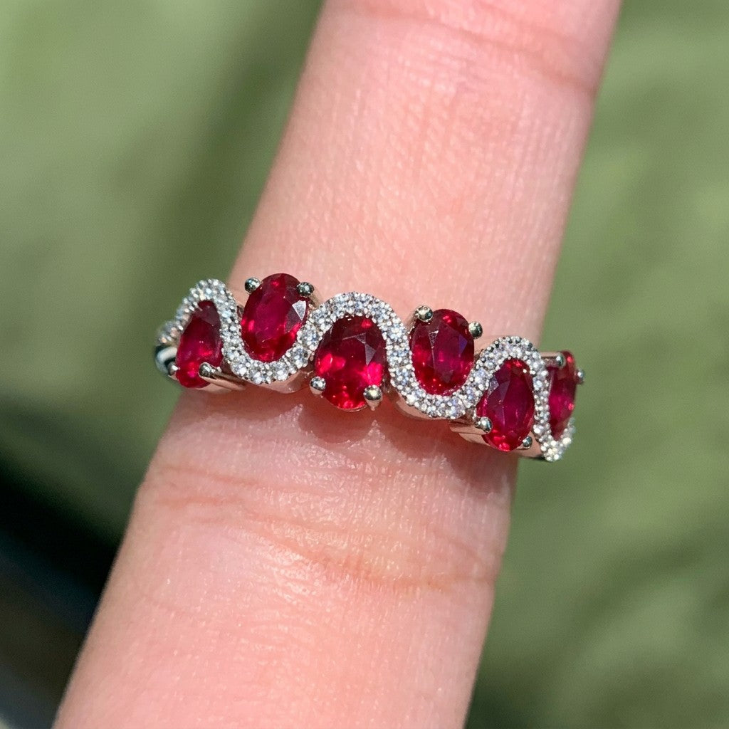 Crimson Rhythm Oval Ruby Band